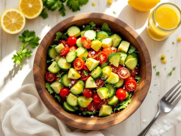 Cucumber, Tomato & Avocado Salad with Lemon Vinaigrette