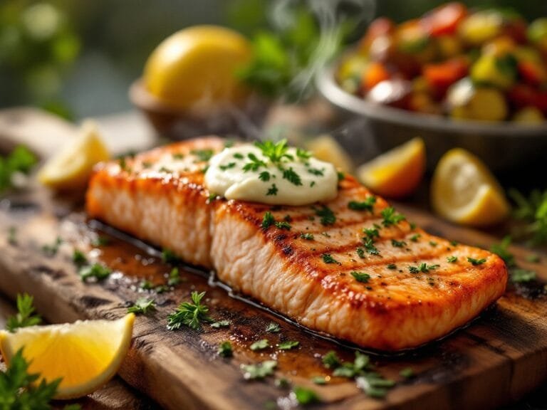 Cedar Plank Salmon with Herb Butter