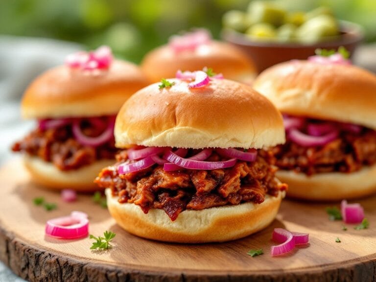 BBQ Pulled Pork Sliders with Pickled Onions