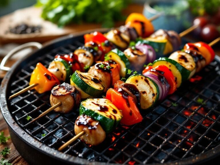 Grilled Veggie Skewers with Balsamic Glaze