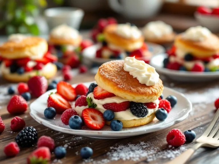 Mixed Berry Shortcakes with Vanilla Cream