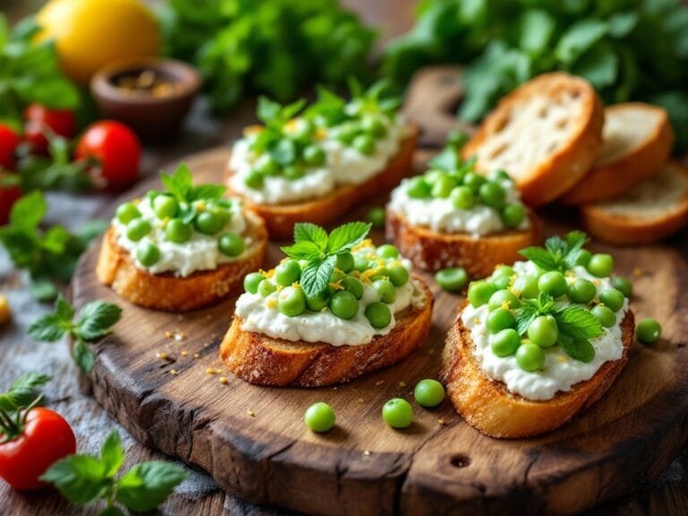 Spring Pea and Ricotta Crostini
