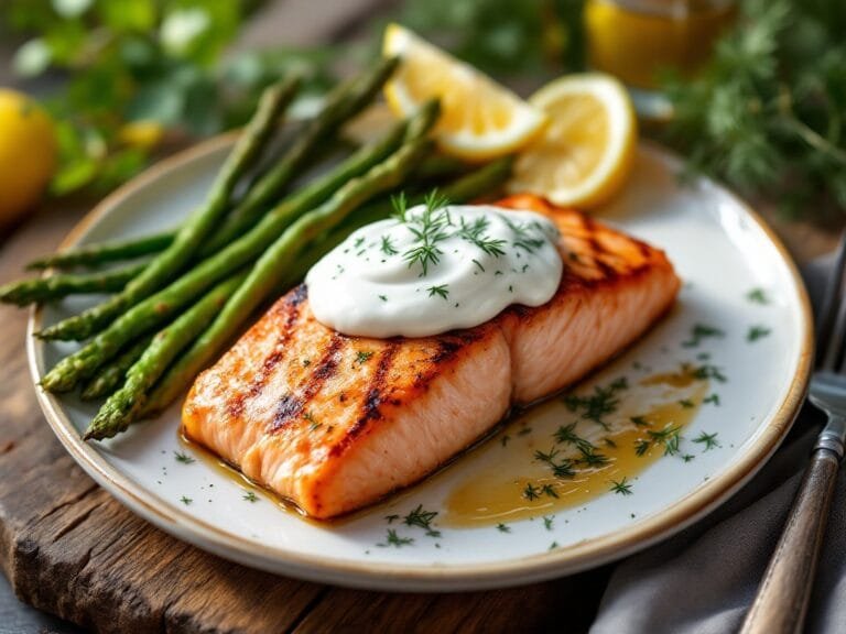 Grilled Salmon with Dill Yogurt Sauce