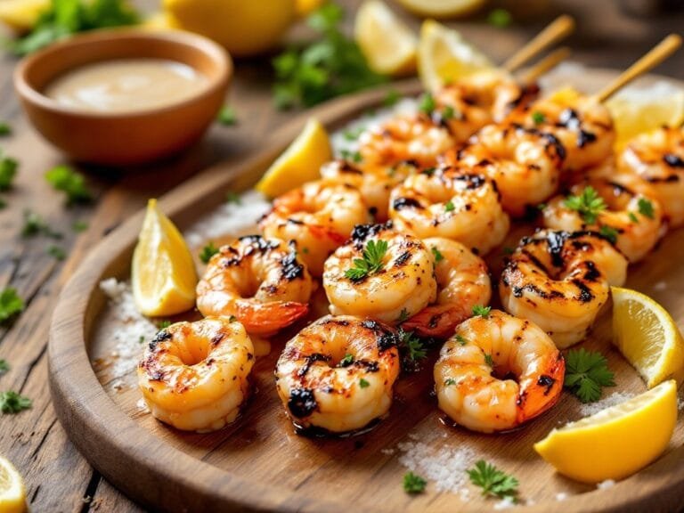 Honey garlic grilled shrimp skewers