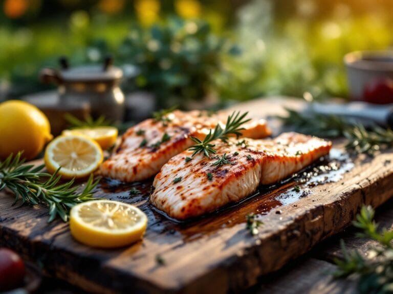 Cedar plank grilled salmon