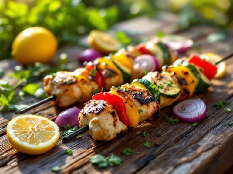 Lemon herb grilled chicken kabobs