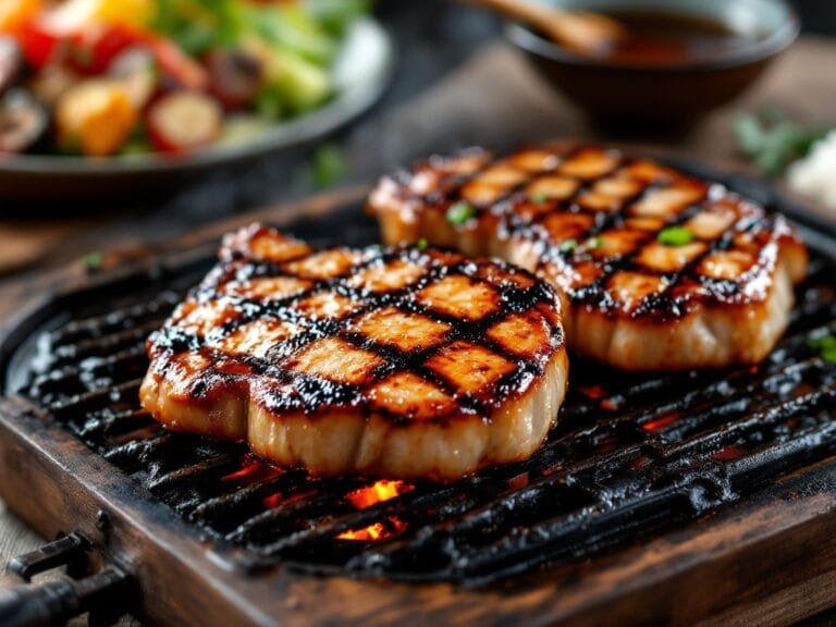 Teriyaki grilled pork chops