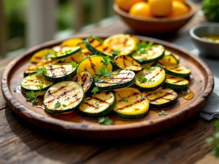 Grilled zucchini and squash ribbons