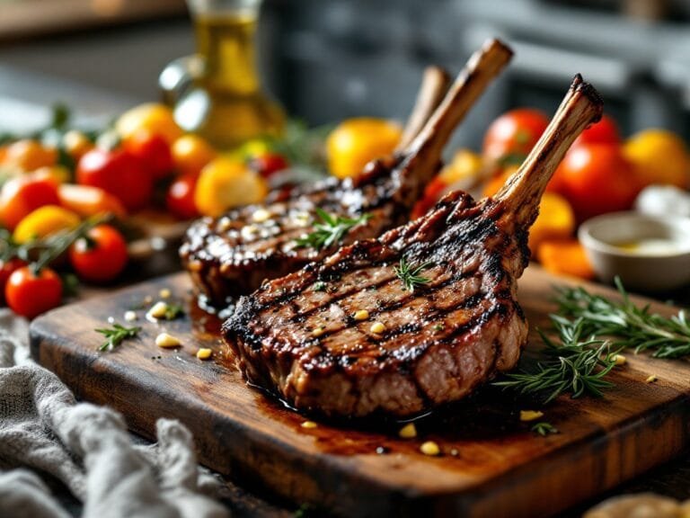 Grilled lamb chops with rosemary and garlic