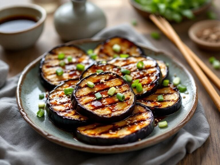 Grilled eggplant with miso glaze