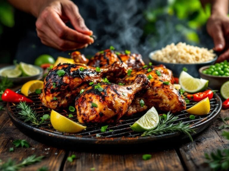 Jamaican jerk grilled chicken drumsticks