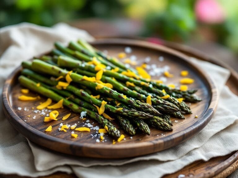 Grilled asparagus with lemon zest