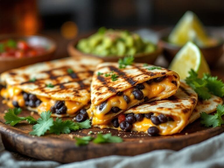 Grilled quesadillas with black beans and cheese