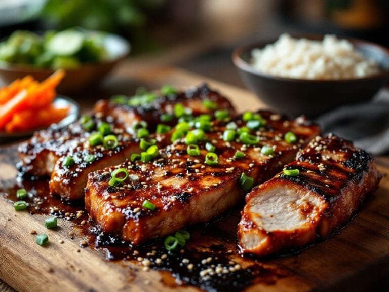 Grilled pork belly with hoisin glaze