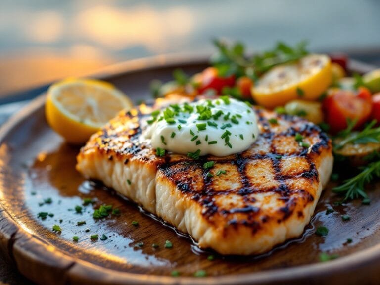 Grilled swordfish with herb butter