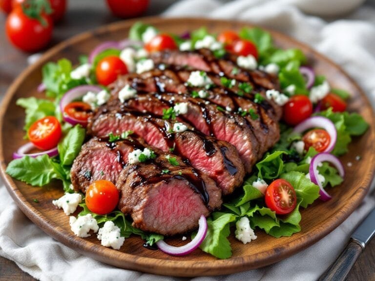 Grilled steak and blue cheese salad
