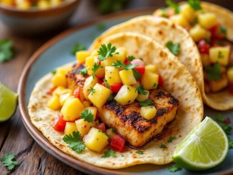 Blackened Mahi Mahi Tacos with Pineapple Salsa