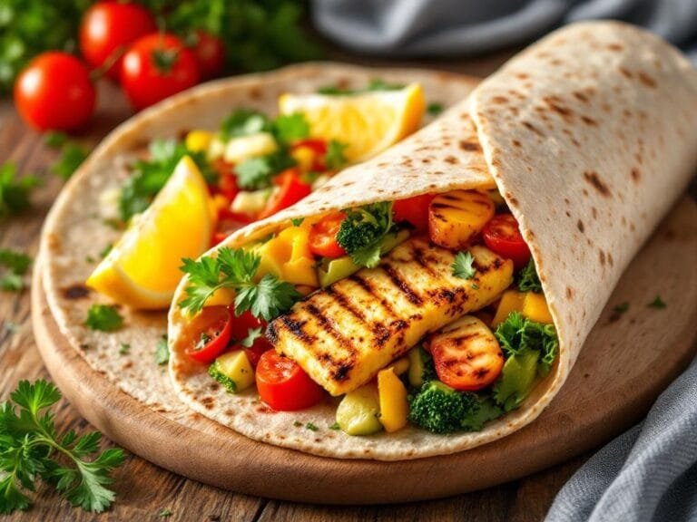 Grilled Halloumi and Veggie Wraps
