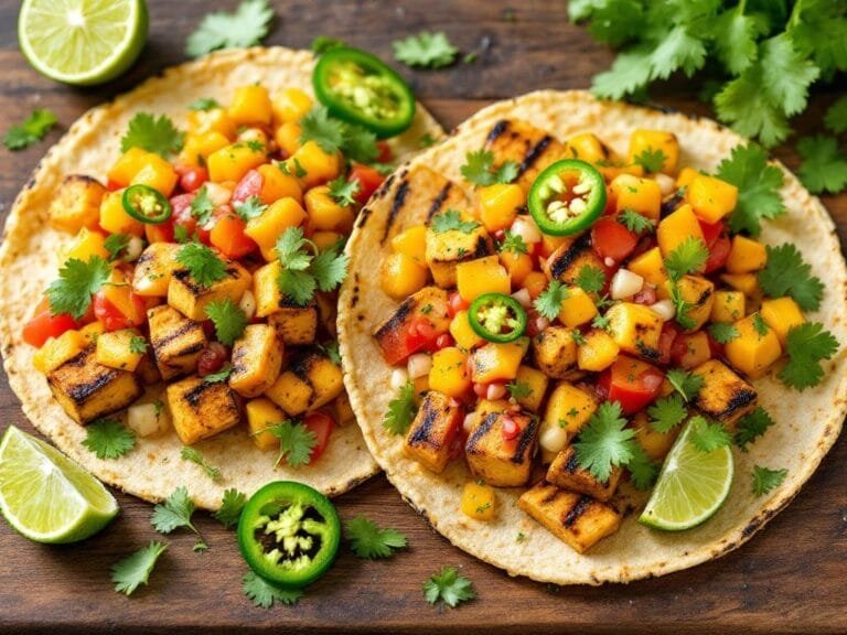 Grilled Tofu Tacos with Peach Salsa