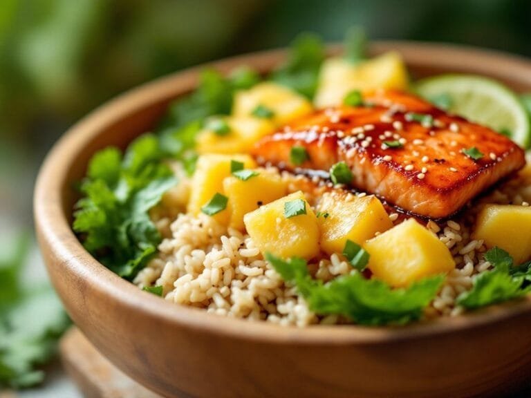 Teriyaki Salmon Bowls with Pineapple
