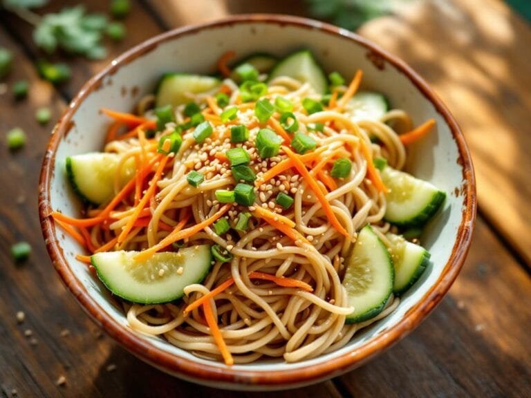 Cold Soba Noodle Salad with Sesame Dressing