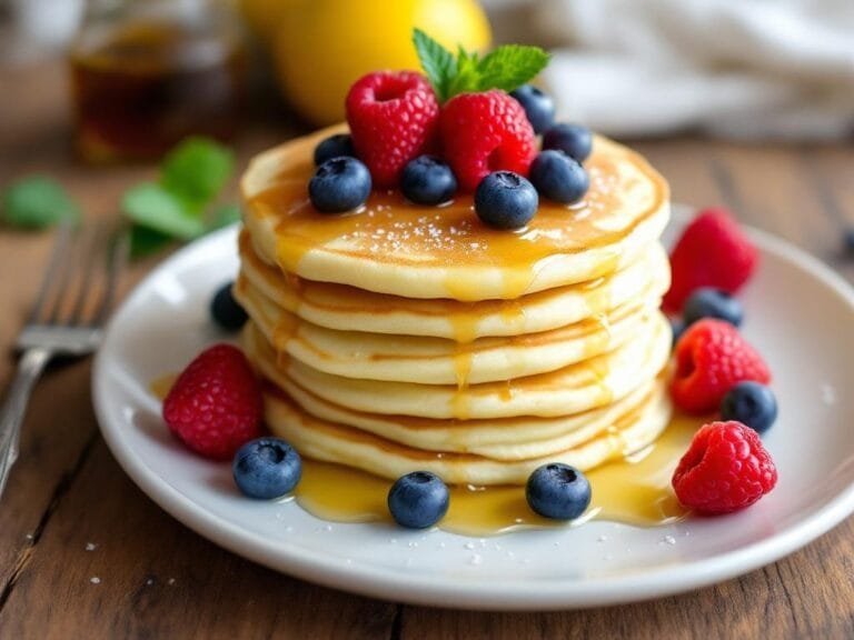 Lemon Ricotta Pancakes with Berries