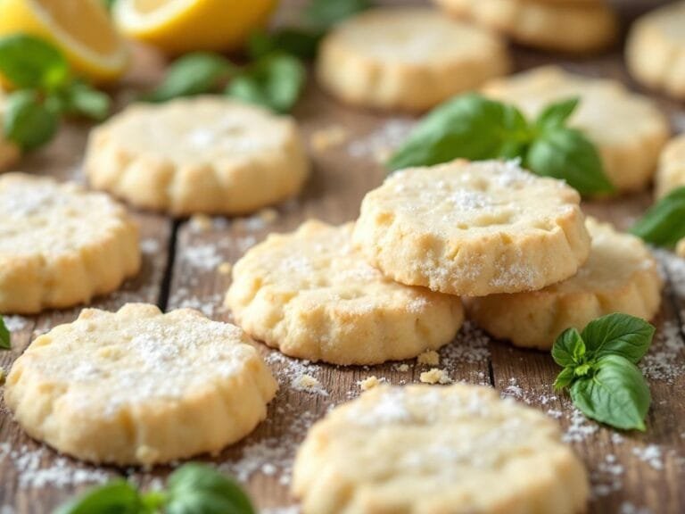 Lemon Basil Shortbread Cookies