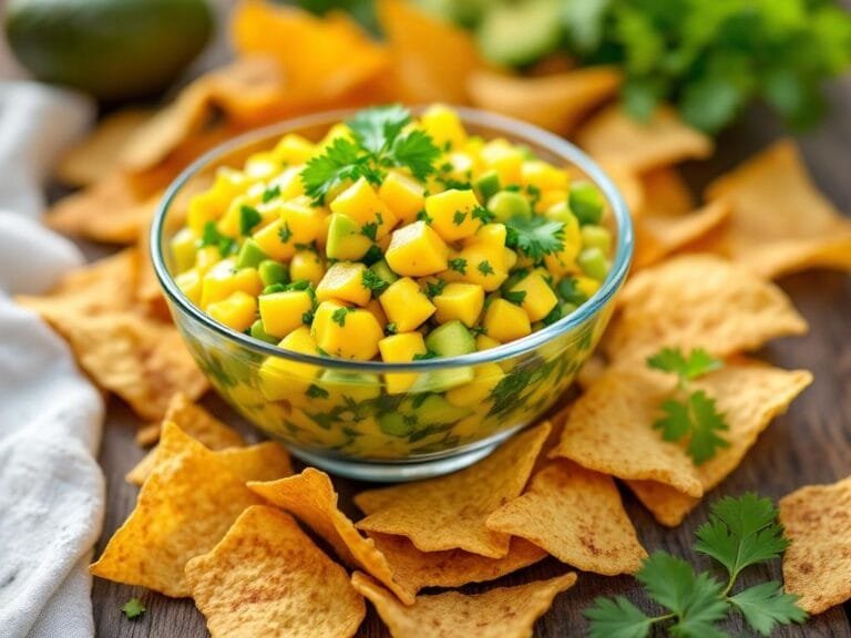 Mango Avocado Salsa with Cinnamon Chips