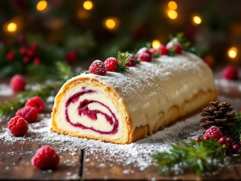 Decadent White Chocolate Raspberry Yule Log Recipe for Holiday Celebrations