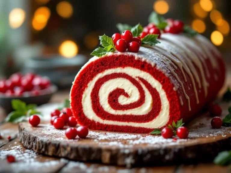 Festive Red Velvet Roll Cake Recipe for the Holidays