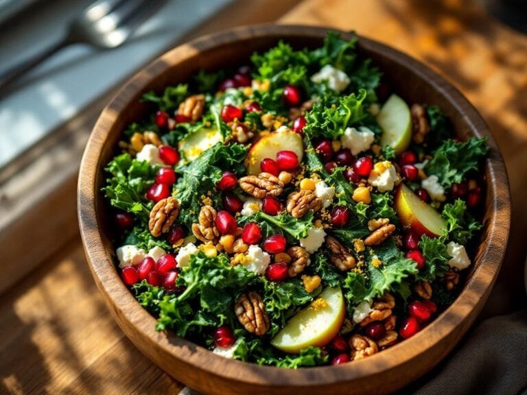 Winter Kale Salad with Pomegranate and Pecans Recipe