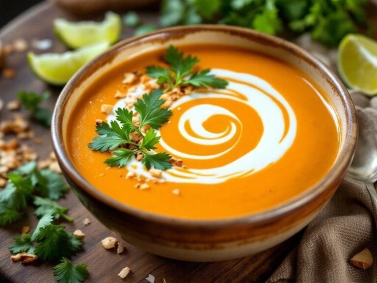 Creamy Spiced Sweet Potato Soup with Coconut Swirl Recipe