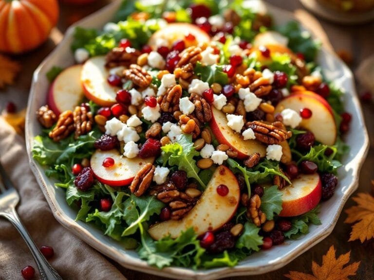 Fresh Apple Cider Harvest Salad with Sweet Candied Pecans