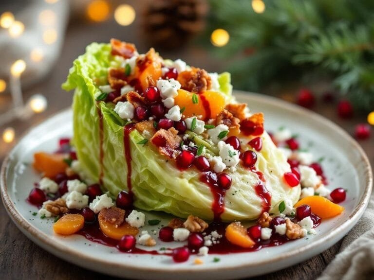 Fresh Holiday Wedge Salad with Pomegranate Seeds