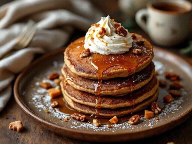 Gingerbread Pancakes with Fluffy Maple Whipped Cream Recipe