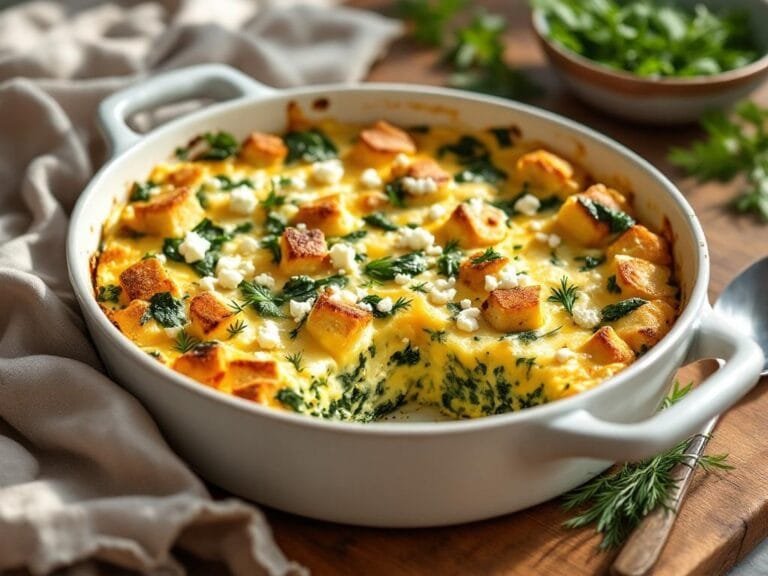 Healthy Spinach and Herb Breakfast Casserole Recipe