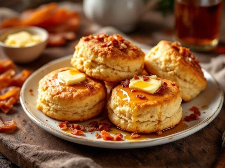 Delicious Maple Bacon Biscuits with Honey Butter Recipe