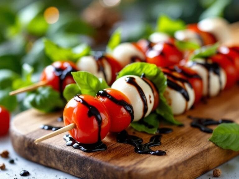 Holiday Caprese Skewers with Balsamic Glaze Recipe