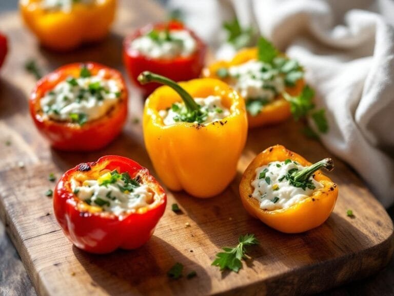 Delicious Stuffed Mini Peppers with Creamy Herbed Ricotta Filling