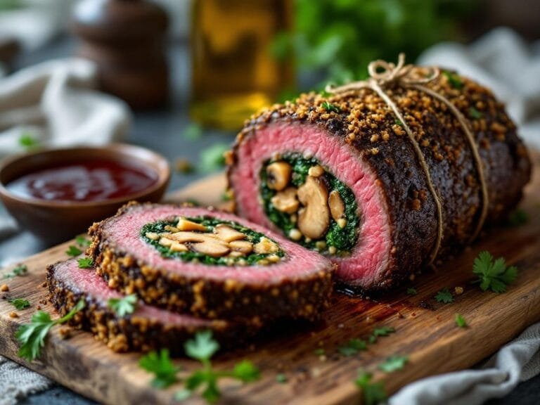 Mushroom and Spinach Stuffed Beef Tenderloin Recipe for a Flavorsome Dinner