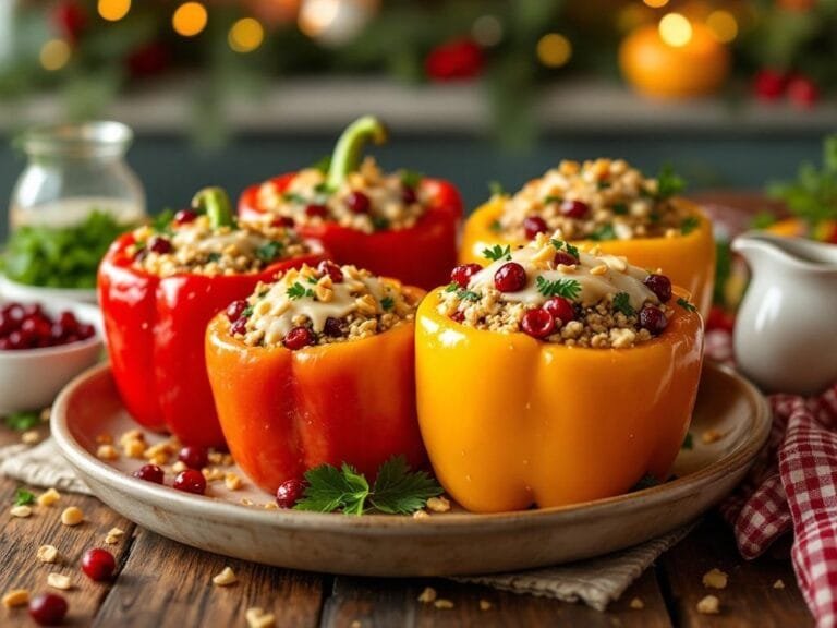 Holiday Stuffed Peppers with Ground Turkey and Quinoa Recipe