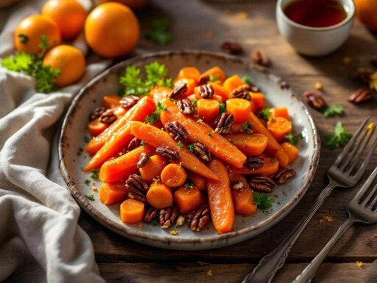 Maple Roasted Carrots with Sweet Candied Pecans Recipe