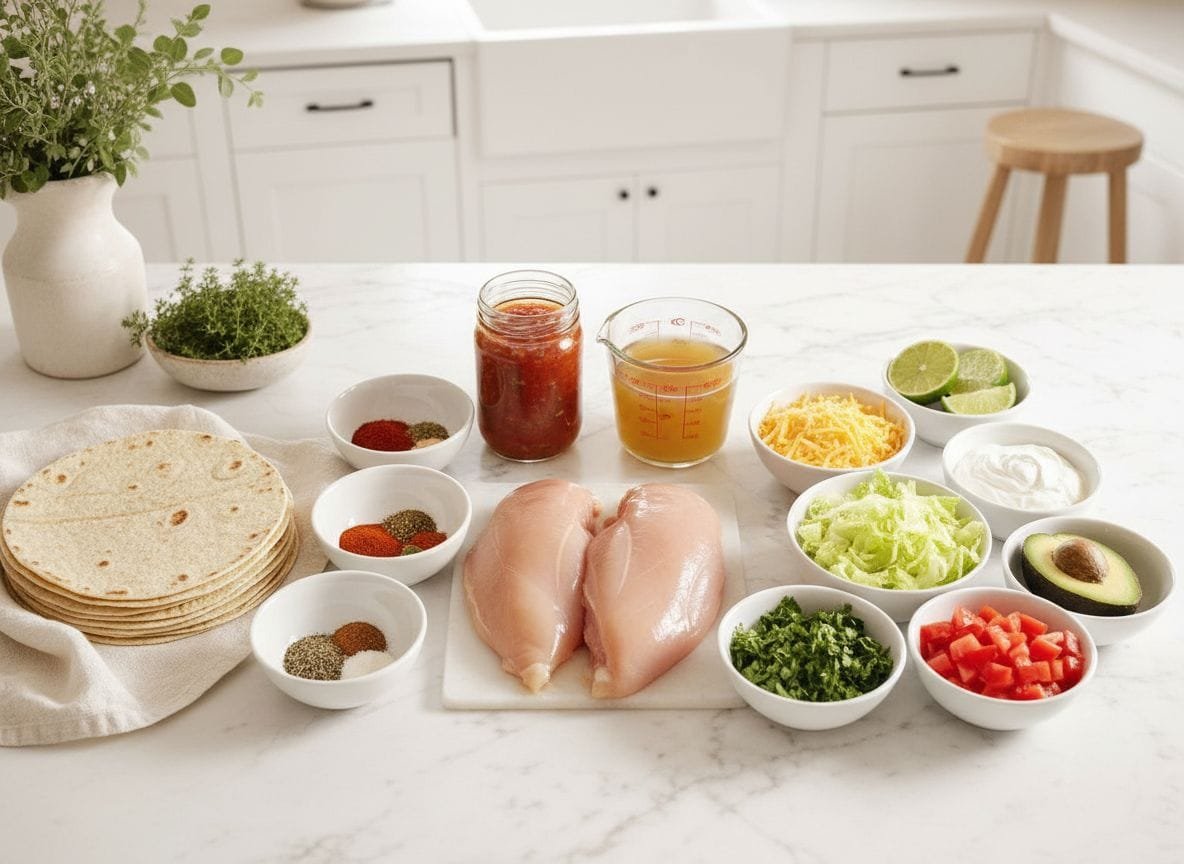 Easy Crockpot Chicken Tacos – The Ultimate Set-It-And-Forget-It Dinner ingredients