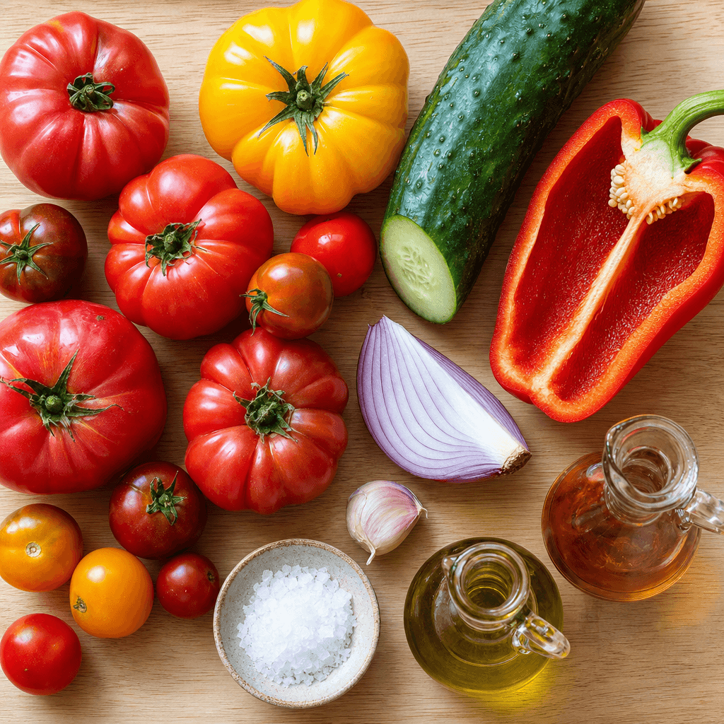 Classic Gazpacho with Heirloom Tomatoes ingredients