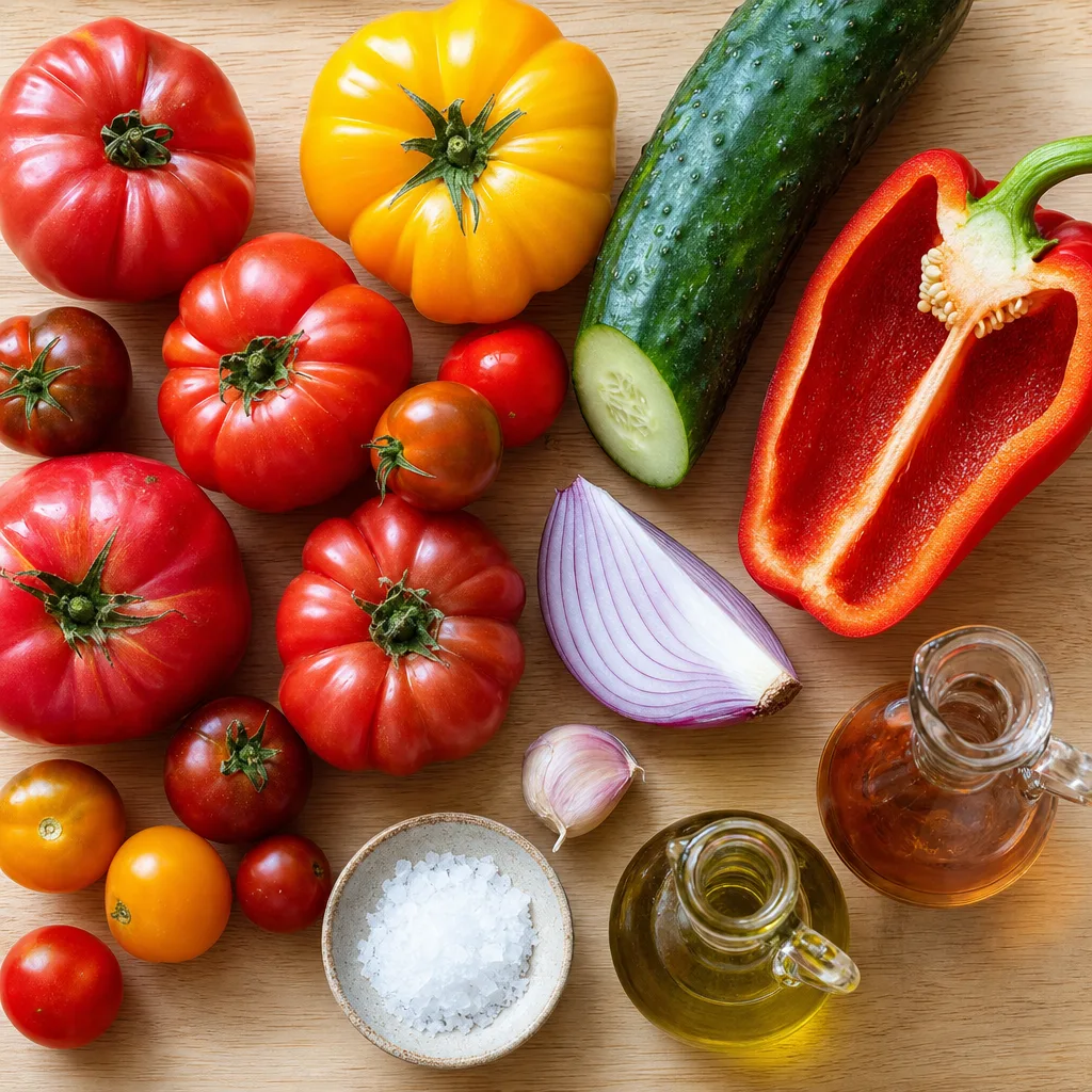 Classic Gazpacho with Heirloom Tomatoes ingredients