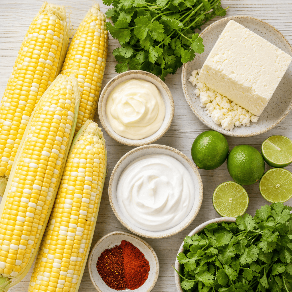 Spicy Grilled Corn with Cotija Cheese ingredients