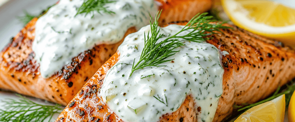 Grilled Salmon with Dill Yogurt Sauce
