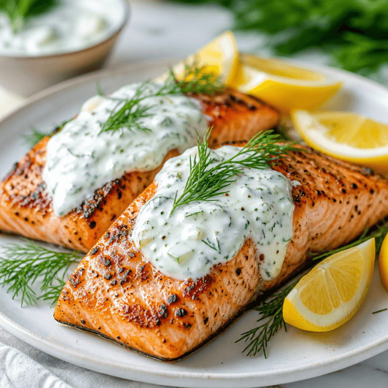 Grilled Salmon with Dill Yogurt Sauce