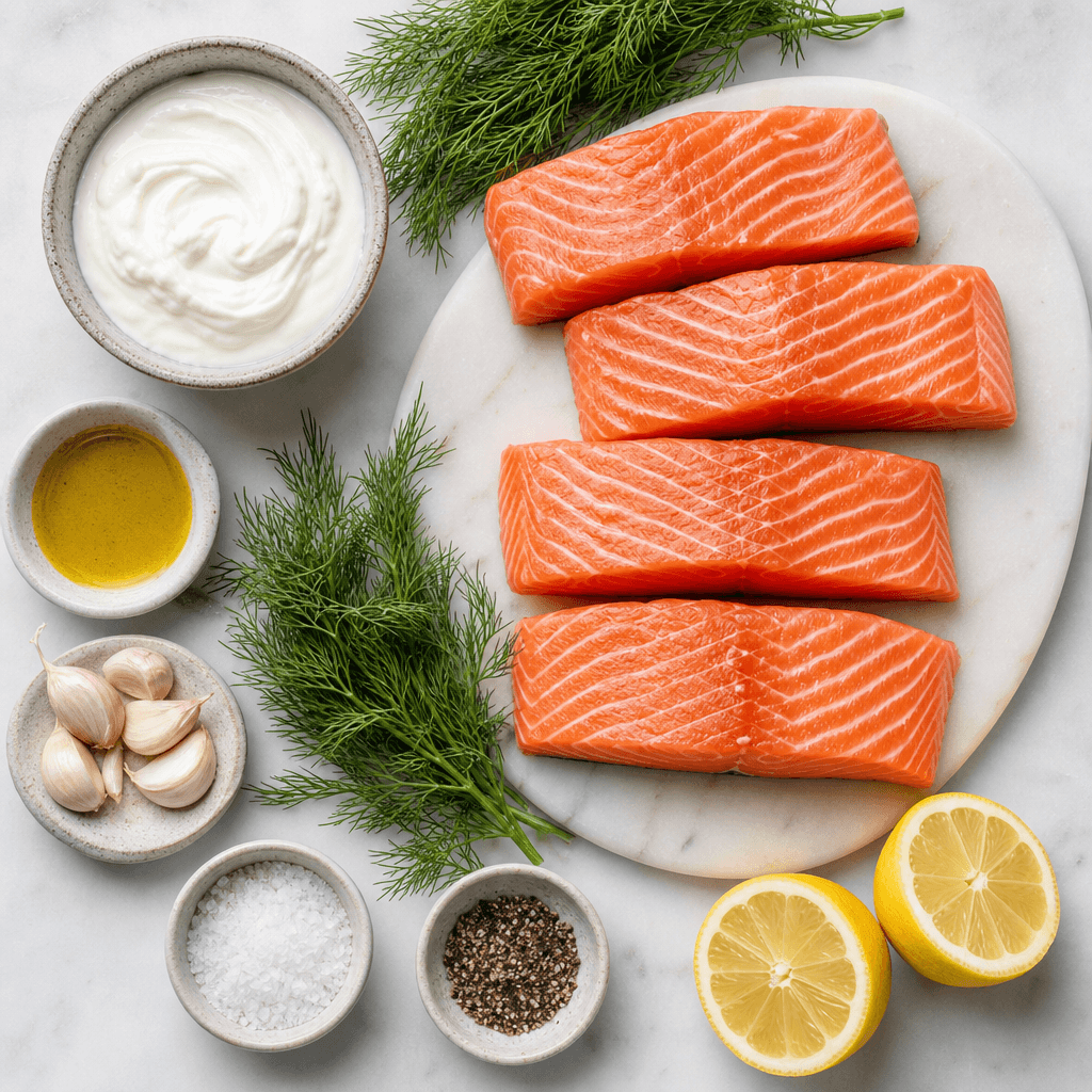 Grilled Salmon with Dill Yogurt Sauce ingredients