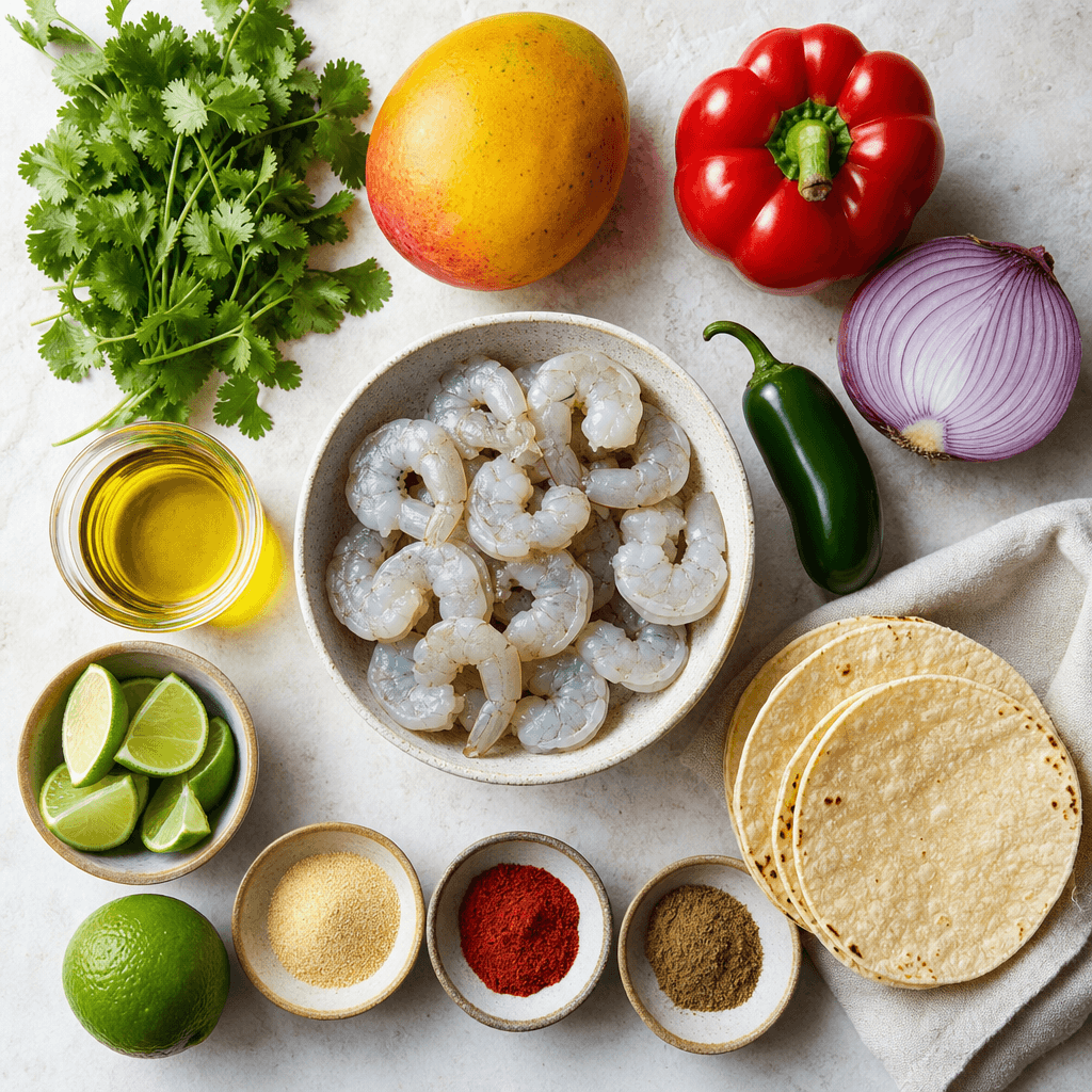 Grilled Shrimp Tacos with Mango Salsa ingredients